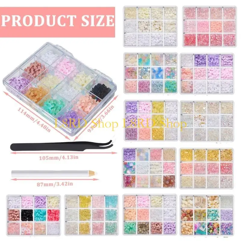 L8RD 1box Chuyên nghiệp Nails Charm cho Nails Nails Nhinestones Trang trí móng tay