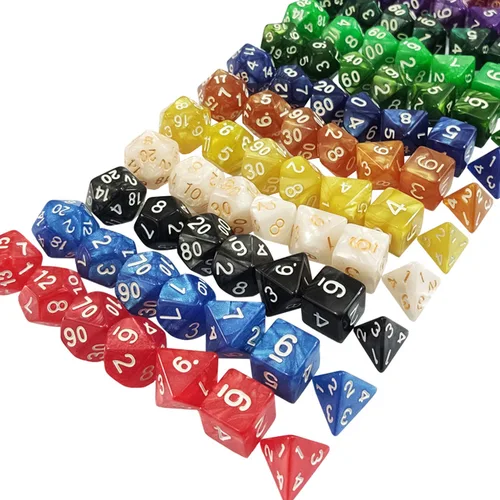 Imagen 2 del producto Juegos de dados DND, dados poliédricos de 10 x 7 (70 piezas) con una bolsa grande con cordón, ideal para juegos de mesa de rol de mazmorras y dragones