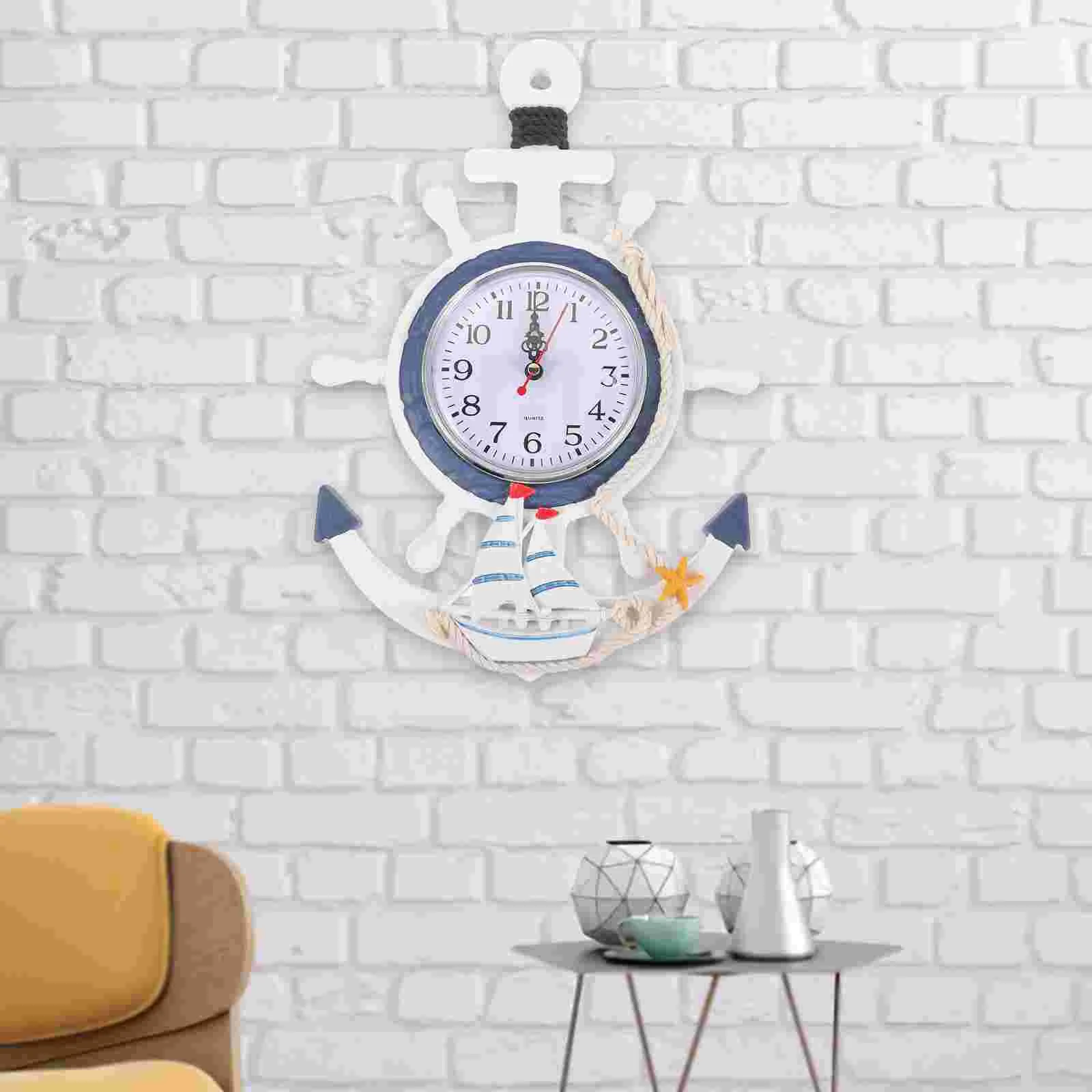 Silent Ticking Silent Style Waterproof Anchor Perfect for Mediterranean Style Clock Wall Decor Clock Home Decor