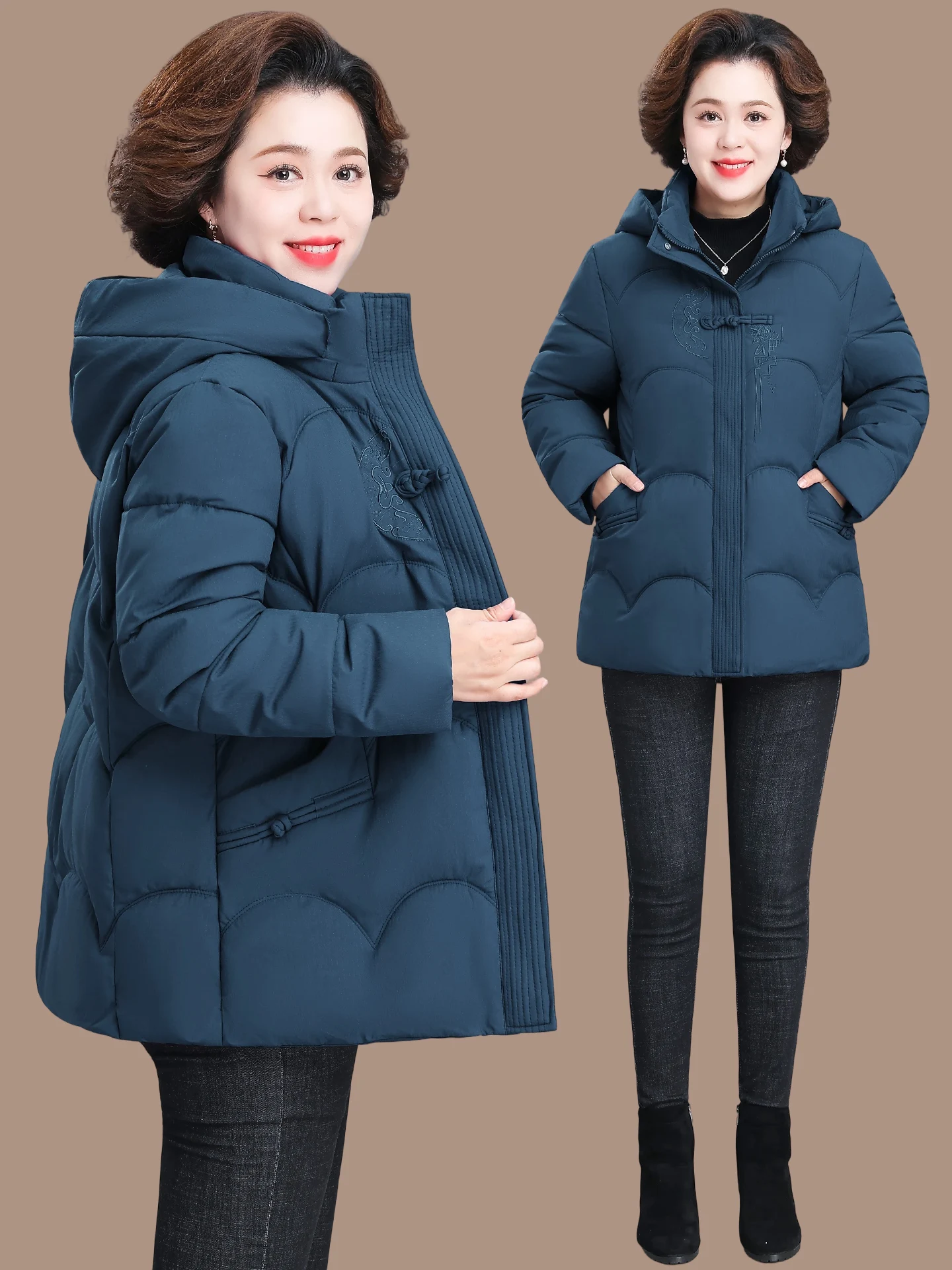 

Thiened down Cotton Jaet for ly Women Winter Faionable Warm Windproof Coat Mom Sle Regular Sve Zipper Closure