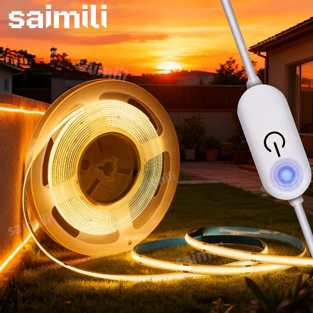 

USB LED Strip Lights Touch Switch Dimmer COB LED Flexible Strip Waterproof For DIY TV Mirror Backlight Kitchen Room Lighting