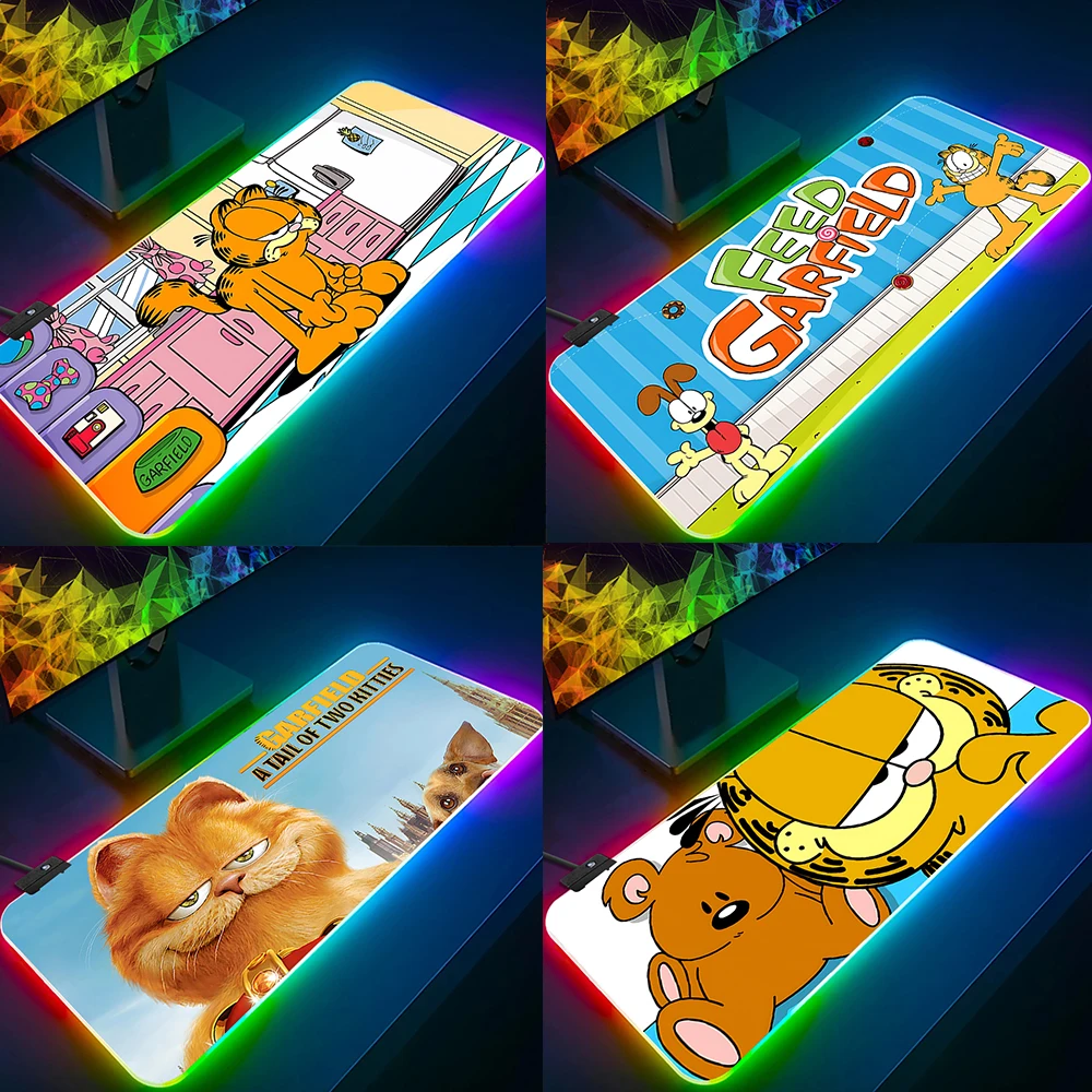 

Garfields Gaming Mats RGB Pc Gamer Keyboard Mouse Pad Mousepad LED Glowing Mouse Mats Rubber Gaming Computer Mausepad