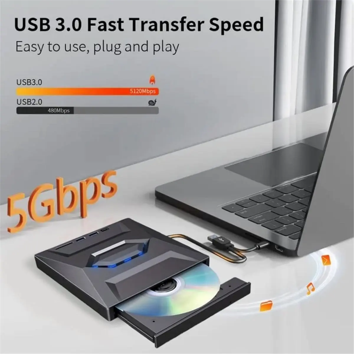 External Blu Ray Drive Burner,Portable Bluray Player Writer,CD Burner,DVD & CD-ROM,External Blu-Ray Drive for PC Laptop
