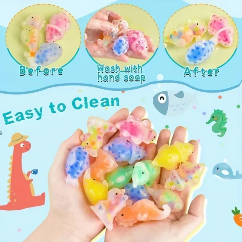 Squishy Fidget Toys dla dzieci Mochi Squishy Toys Bulk Party Squeeze Balls with Water Beads Dinosaur Sea Animals Stress Relief Toy