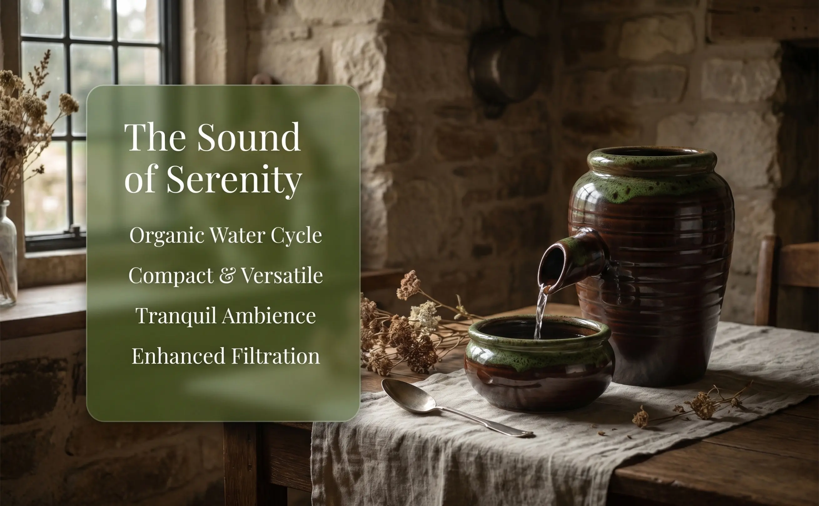 Ceramic Jar Water Fountain Terracotta Pot Pond Spitter Outdoor Garden Waterfall Fountain Decorative Tabletop Ceramic Water