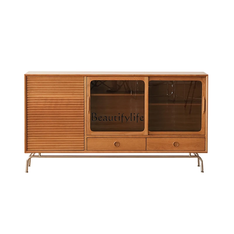 

Solid Wood Sideboard Japanese Style Cherry Wood Wabi-Sabi Living Room Tea Cabinet