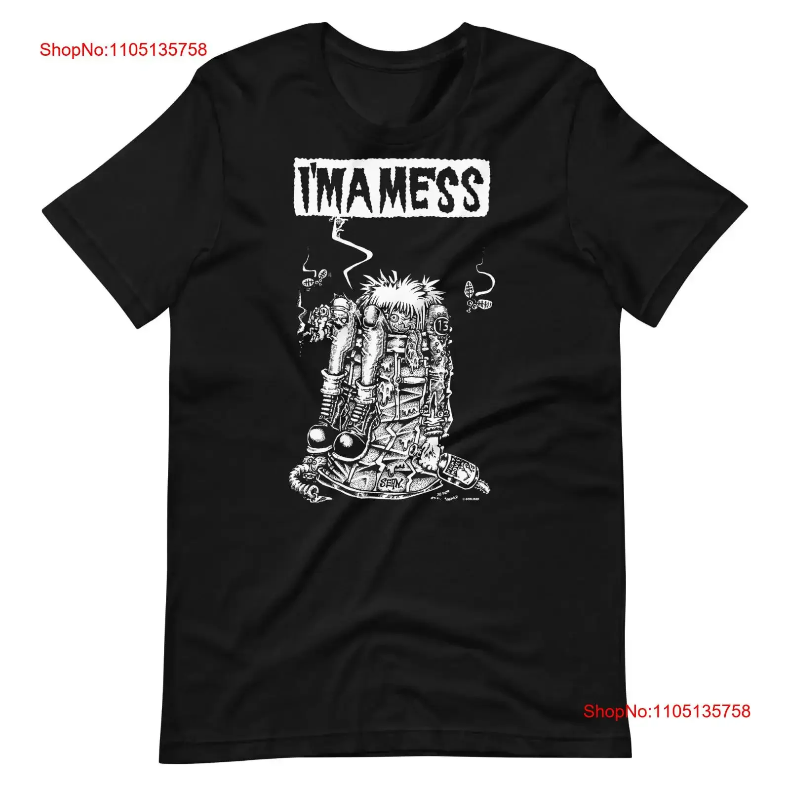 

I'm A Mess Ретро Хлопок Черный Все размеры Для мужчин Футболка SG260 винтажный стираный эластичный топ для повседневной носки дизайнерская одежда