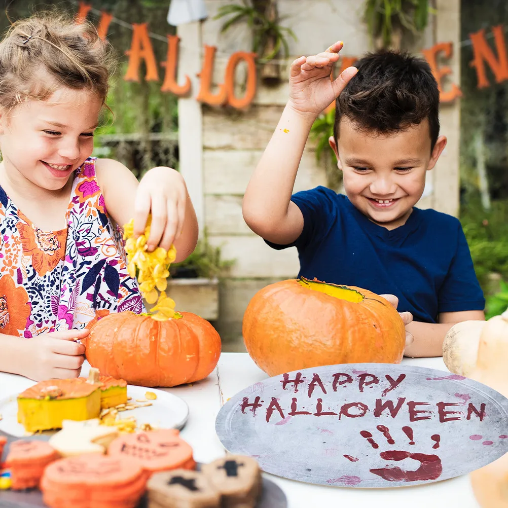 1Set Blood Handprint Halloween Disposable Party Tableware Kit Paper Plates Cups Festival Napkins Dinnerware Set Party Supplies