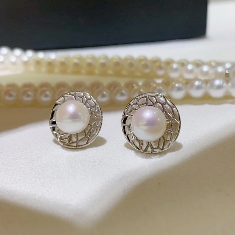 

SGARIT 925 Sterling Silver Stud Stainless Steel Pearl Earrings For Women Girls Ear Jewelry Accessory SE14