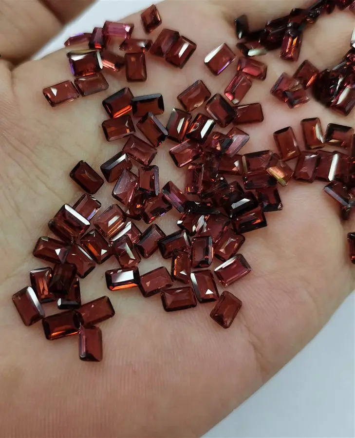 Wholesale 10pcs Genuine Garnet Bead 4x6mm Faceted Rectangle Semi-Precious Gemstone Cabochon Ring Face For Jewelry