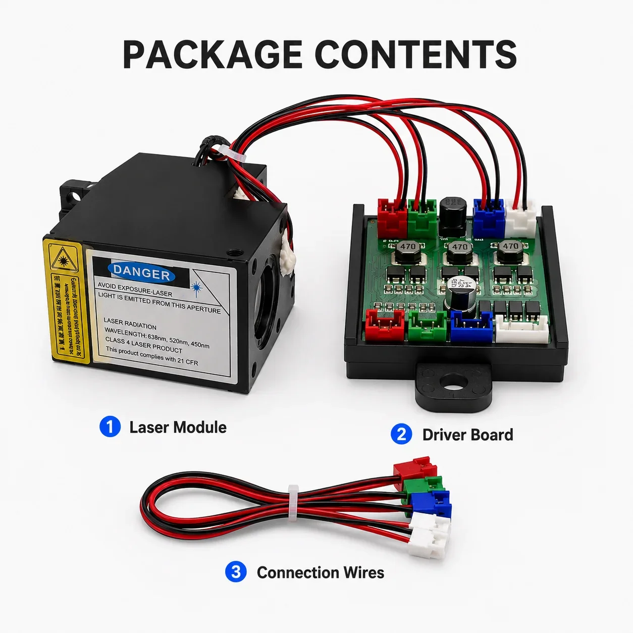 500mW RGB Laser Module with Driver Board Adjustable Current for Woodworking Machine Alignment and Positioning Accessories
