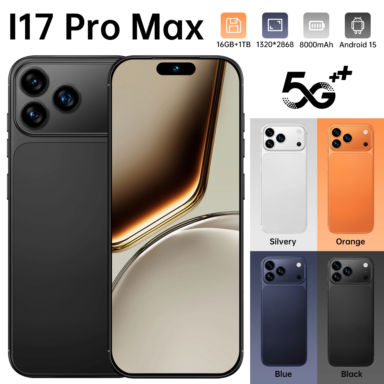 

2026 New Hot i17 Pro max original global version HQ intelligent 4G 5G Snapdragon 8 Gen4 8000mAh battery dual card dual standby
