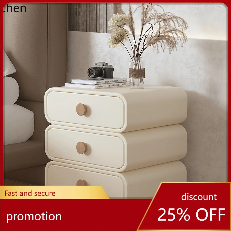 

ZML bedside table, bedroom simple modern leather bedside table three-layer small ultra-narrow storage