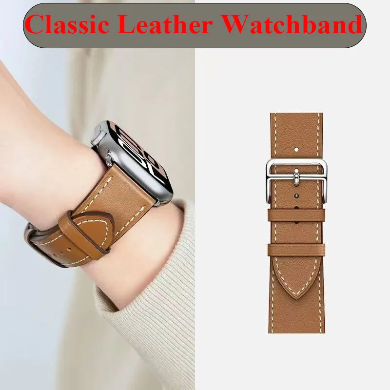 Кожаный ремешок для Apple Watch 10 46 мм 42 мм Ultra 2/1 49 мм Высококачественный браслет iWatch 9 8 7 6 5 4 SE 45 мм 44 мм 41 мм 40 мм Ремешок