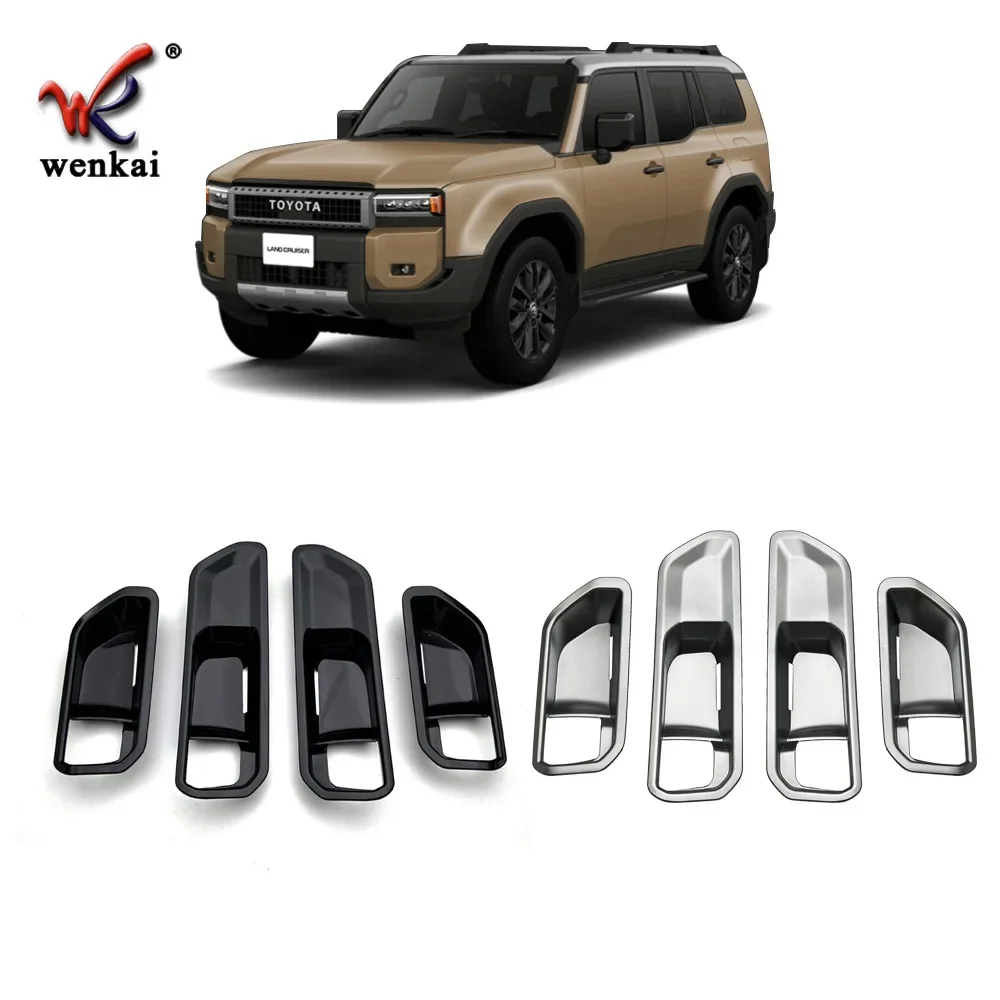 

Для Toyota Land Cruiser Prado 250 LC250 2024 + ABS черный автомобильный внутренний дверной чаша декоративная наклейка аксессуары для защиты автомобиля 4 шт.