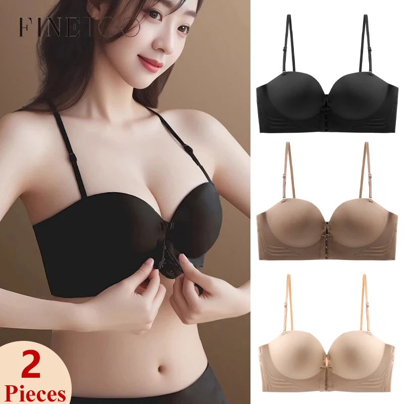 2 stücke Verschluss Vorne Liebsten Bhs frauen Sexy Push-up Büstenhalter Atmungsaktive Geraffte Brust Dessous Abnehmbare Träger Unterwäsche