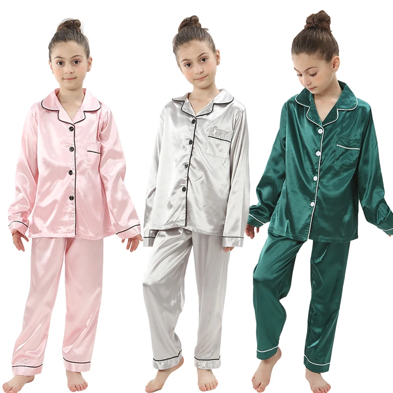 baby sleepwear kids pajamas set teenager loungewear children home clothing boys silk satin pijamas girls nightgowns for party