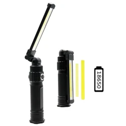 COB XPE LED 캠핑 비상 손전등, 18650 USB 차고 작업등, 360 ° 접이식 마그네틱 검사 램프, 레드 SOS 스트로브