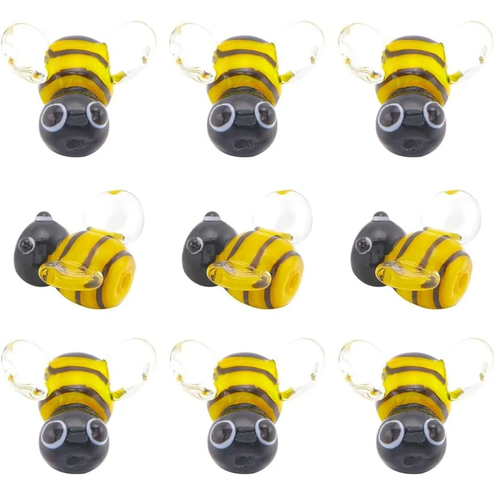

1 B0X 12Pcs Bees Beads Lampwork Glass Beads Bulk Bee Honeybee Bumblebee Animal Insect Cute 3D Hole Spacer Loose Beads making kit