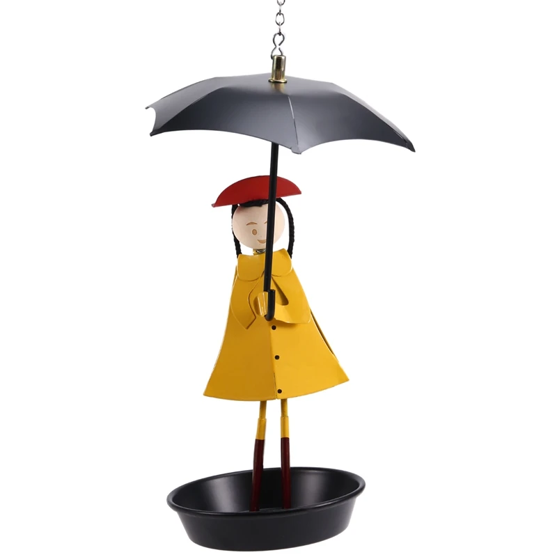 Bird Bath Hanging Bird Feeding Girl With Umbrella Tray Patio Garden Decoration Outdoor Gardening Outdoor Decoration