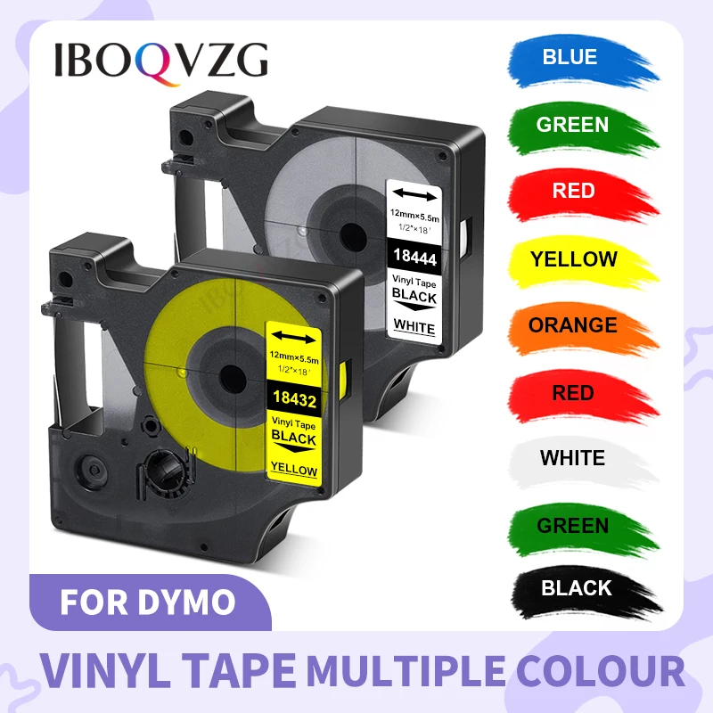 IBOQVZG Multiple Color Tape for DYMO Rhino Vinyl label Tape 18432 18444 1805243 18435 18438 18441 1805435 for DYMO Rhino 4200