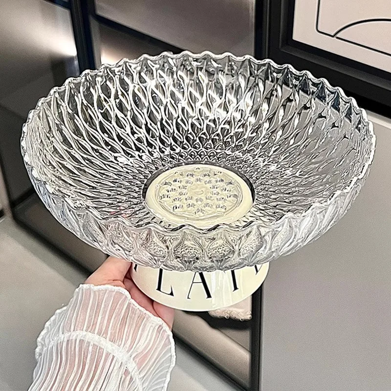 High Foot Fruit Basket Cream Style Living Room Coffee Table Fruit Plate Large Capacity Drainage Snack Tray