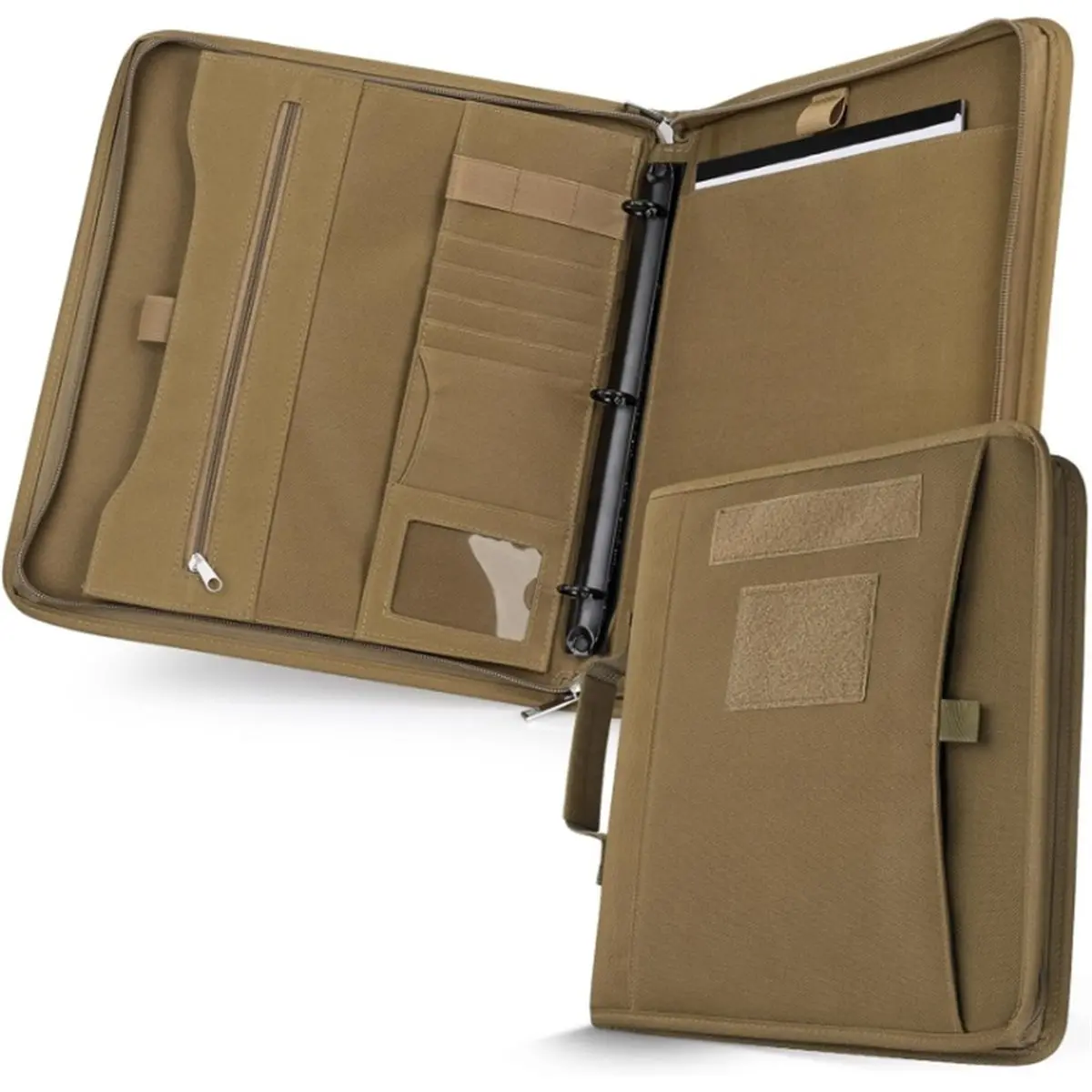 Eco-friendly Portfolio Padfolio Binder Detachable 3-Ring Planner,with A4 Letter Paper,Multi-Pocket Carry Bag for Gift,Out-Work,S
