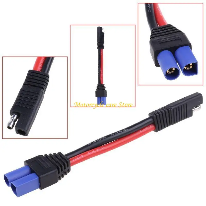 U75F 10AWG Connector Cable EC5 Male Plug to SAE Power Automotive for Cars RV Battery Tractor Adapter Solar Panel Extension Wi
