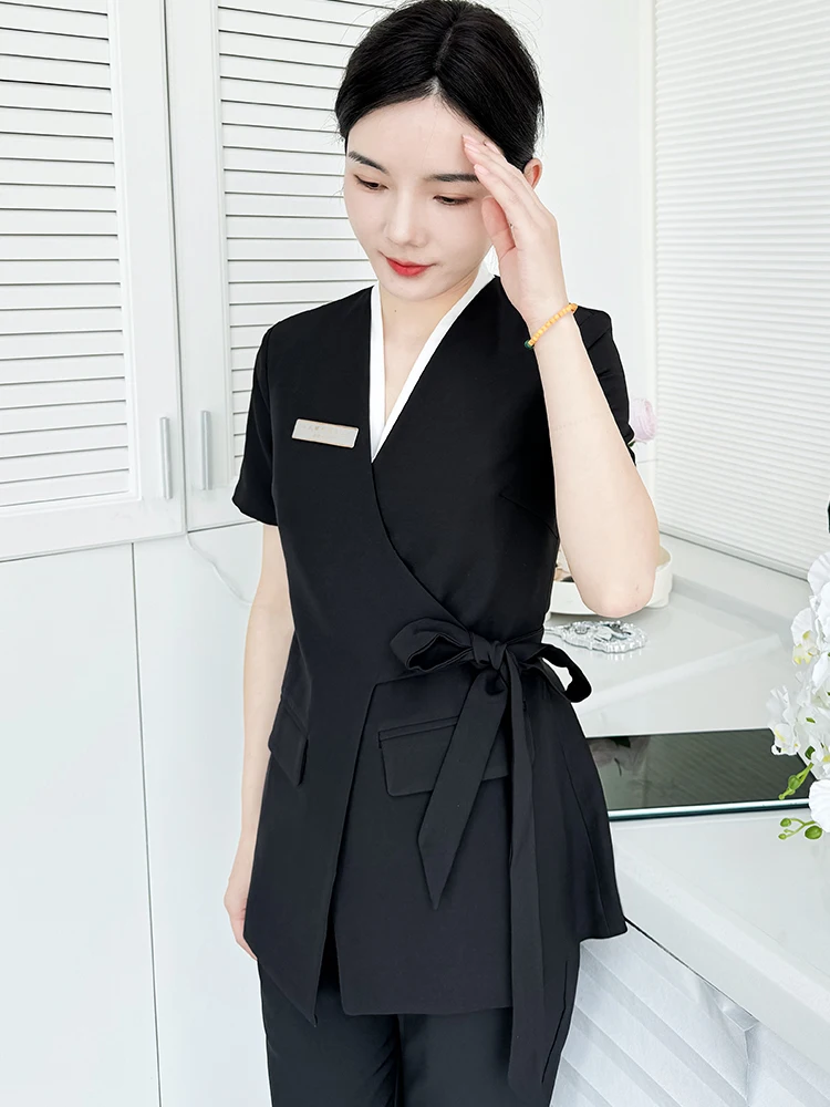 

Модный летний комплект униформы для женщин: профессиональная форма для салонов красоты и ресепшн, элегантный стиль «Богиня» класса люкс