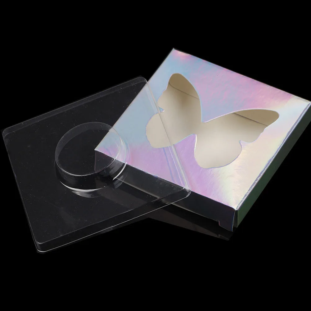 

Colorful Square Eyelash Box 10 Sets Lashes Packaging Boxes Cluster Storage Case Hollow-out Butterflies Design Chic Creative
