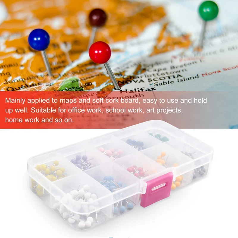 Map Tacks Push Pins Plastic Head With Steel Point, 4Mm, 500 Pieces