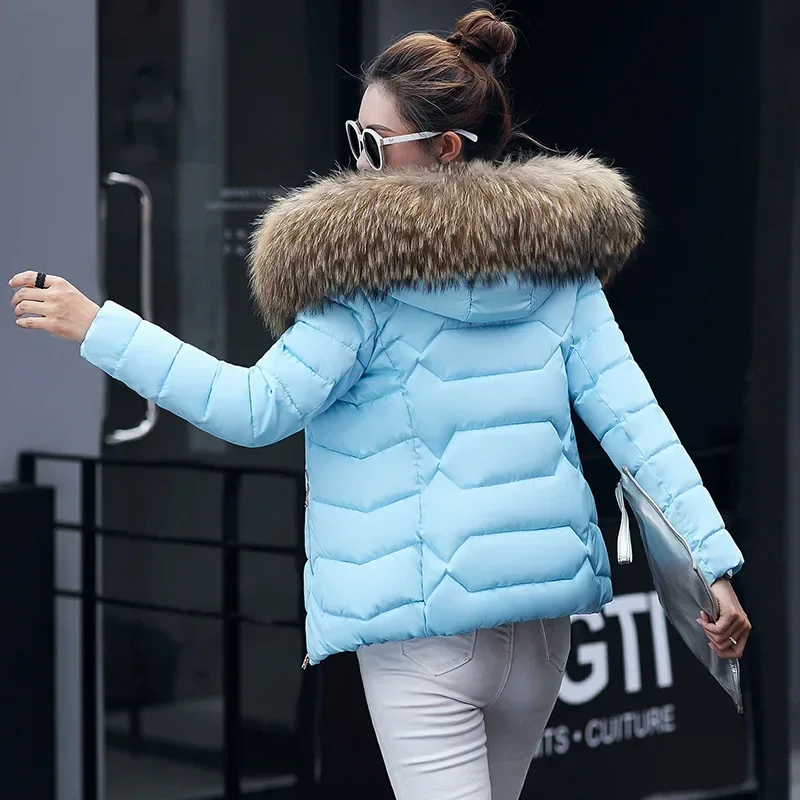Fashion European White Women's Winter Jacket Big Fur Hooded Thick Down Parkas Female Jacket Warm Winter Coat for Women 2023 New
