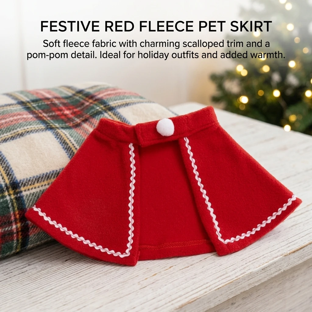 Christmas Pet Costume Set 3 Piece Polyester Blend Santa Cape Hat Scarf Lightweight Red Holiday Outfit for Small Dogs and Cats