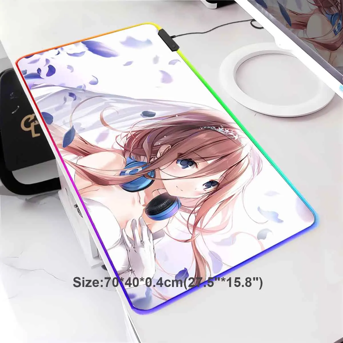 Anime Nakano Miku Large Non-slip Mouse Pad The Quintessential Quintuplets LED Backlit Mouse Pad Overwatch Gaming Keyboard Mat