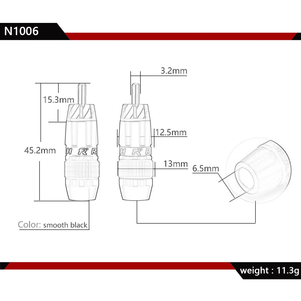 4PCS RCA Audio Plug 3.2 to 6.5mm Jack HiFi Stereo Connector for TV PC Amplifiers DVD Speaker Wire Home Theater Speaker