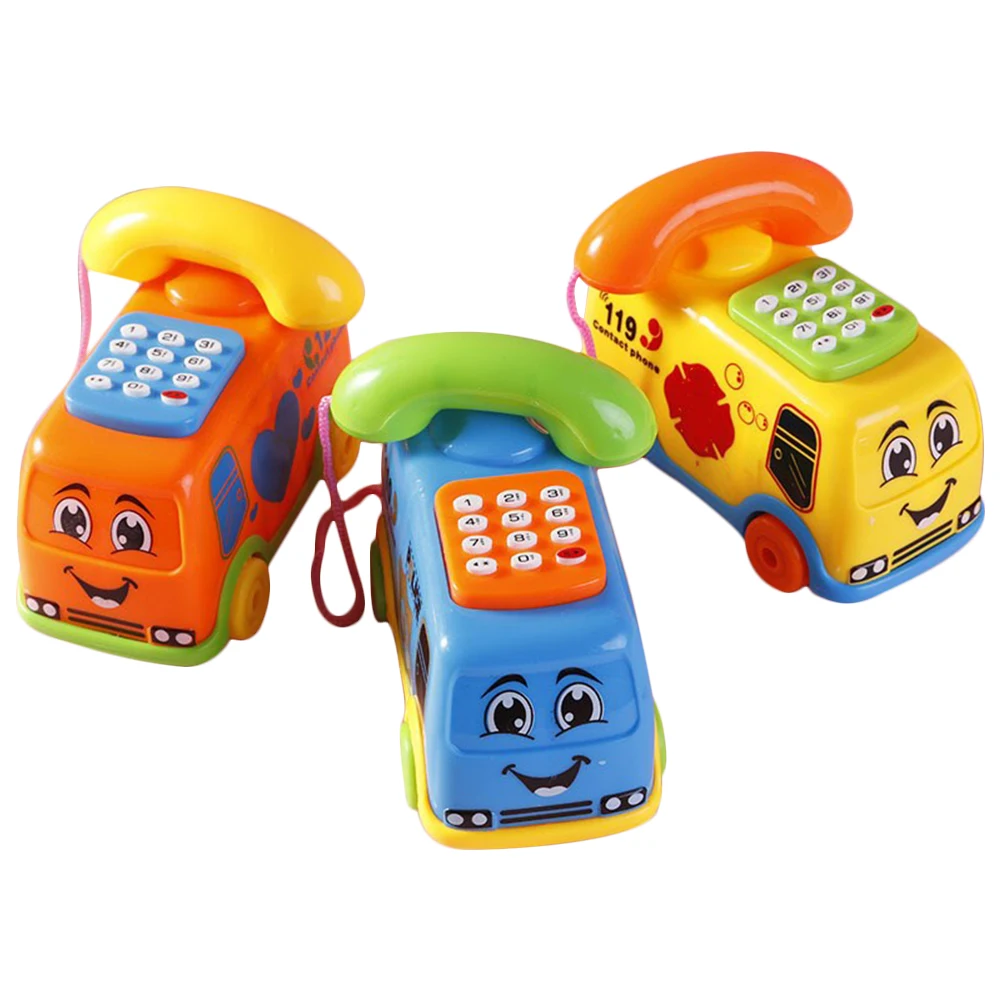 Musik-Cartoon-Bus-Telefon-Spielzeug, Baby-Telefon-Spielzeug, pädagogisches Entwicklungslicht- und Sound-Telefon als Geschenk für Babys, Kleinkinder und Kinder
