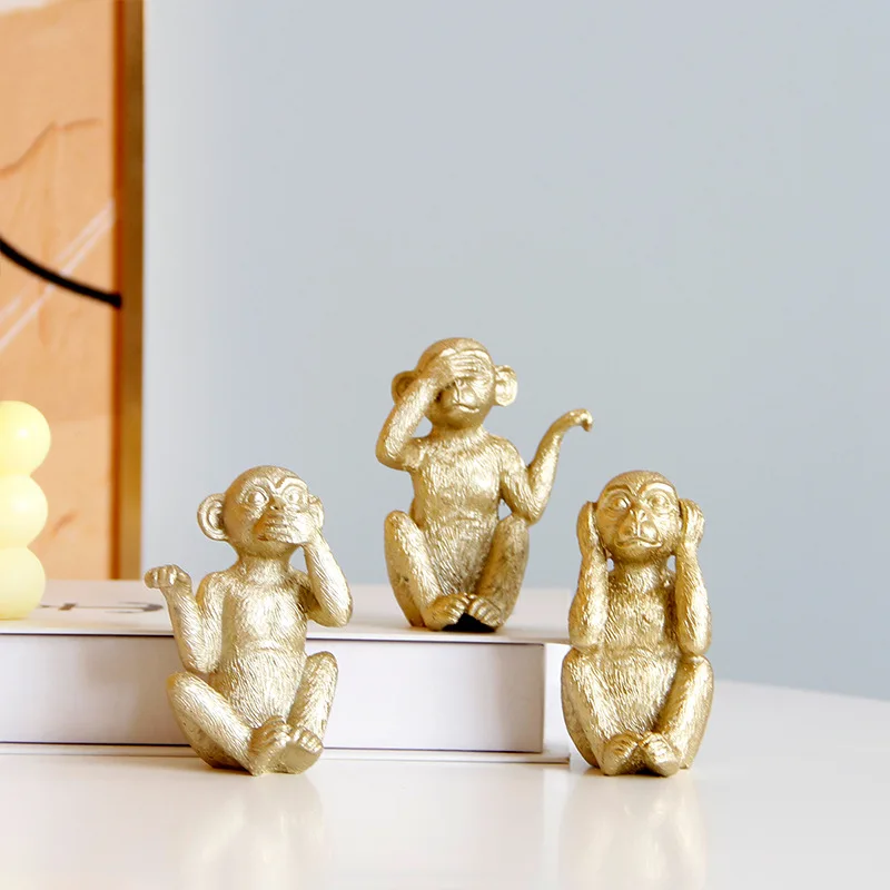 

3Pcs Creative Small Animal Statue Desktop Decor Resin Craft Monkey Suit Ornaments Miniature Lovely Figurine