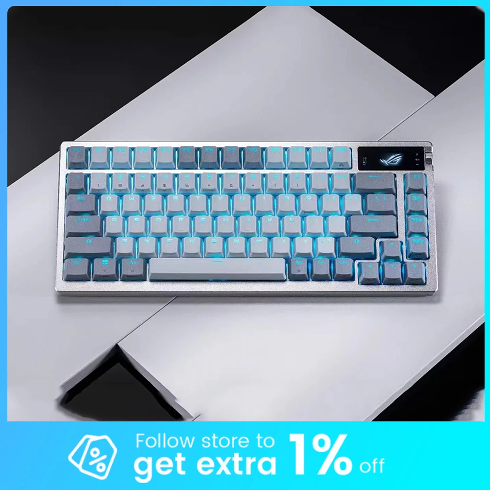 

Механическая клавиатура ROG Azoth с OLED-дисплеем, три режима подключения, низкая задержка, RGB-подсветка, Gasket-крепление, Hot Swap, аксессуары для ПК, подарок