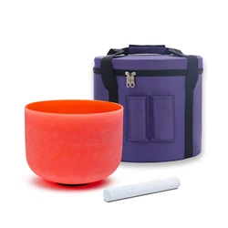 KVKA 11 Inch D Note Colored Sacral Chakra Frosted Quartz Crystal Singing Bowl For Meditation Yoga Healing Sound Bath