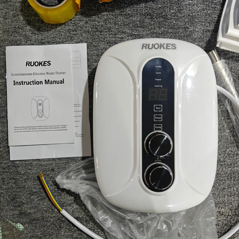 เครื่องทำน้ำอุ่นไฟฟ้าแบบไม่มีถังทันที - ได้รับการรับรอง CE/ROHS (จอแสดงผล LED, การควบคุมด้วยตนเอง, 5500W, สำหรับใช้กลางแจ้ง/โรงแรม/ในครัวเรือน)