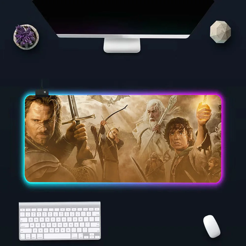 The L-Lord of the R-Rings RGB Pc Gamer Keyboard Mouse Pad Mousepad LED Glowing Mouse Mats Rubber Gaming Computer Mausepad