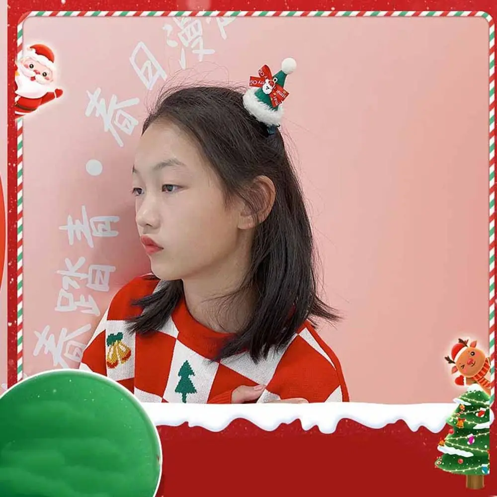 Merry Christmas Decor Kids Gifts Children Hair Clip Christmas Costume Dress Up Christmas Hat Hairpin Korean Hair Accessories