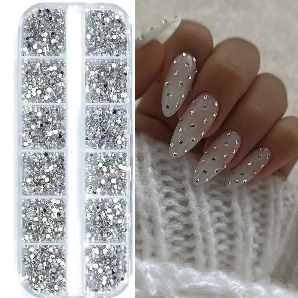 2박스 3D 컬러풀 네일 아트 라인스톤+1개 도팅 펜 멀티 사이즈 플랫백 다이아몬드 네일 아트 장식 DIY 매니큐어 액세서리