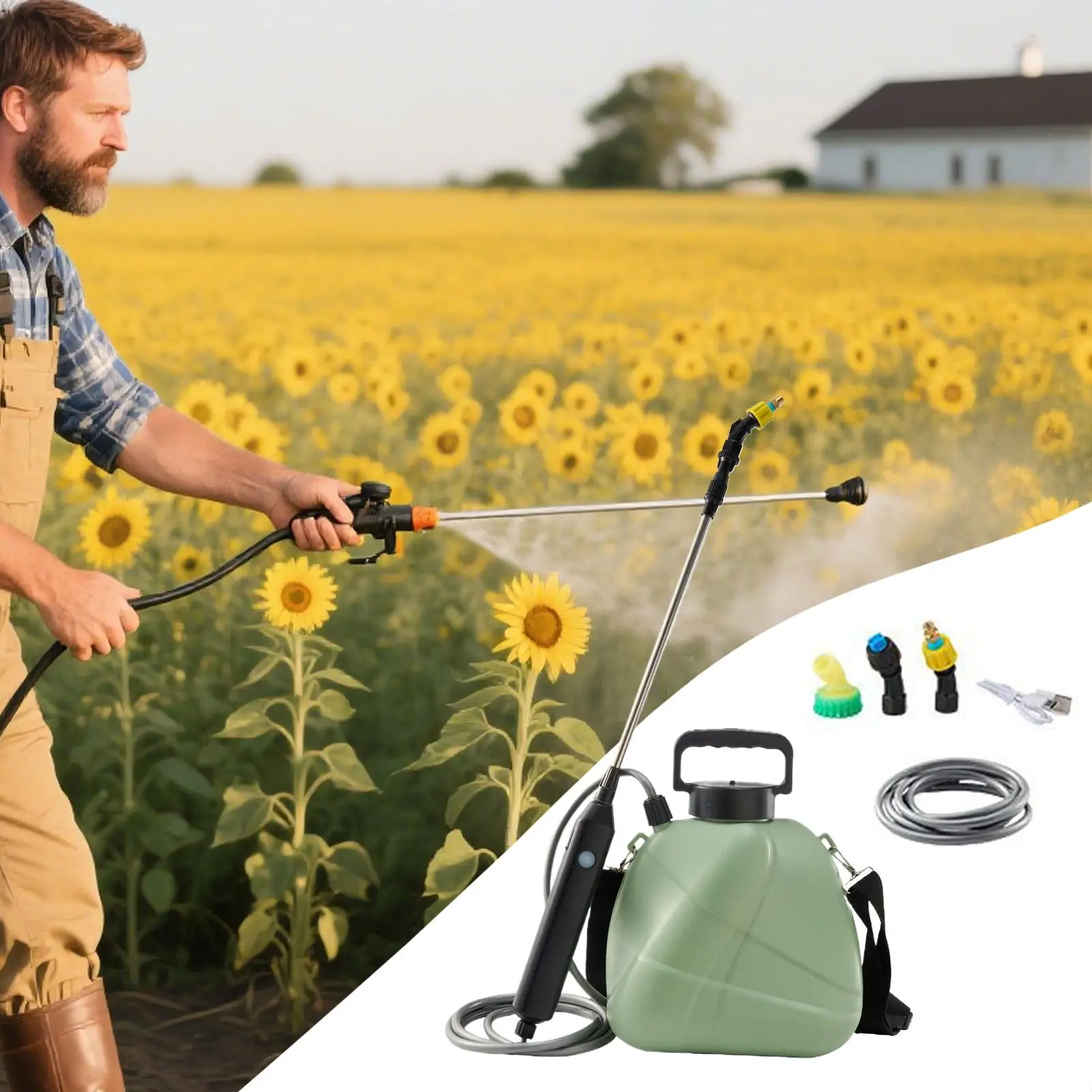 بخاخ يعمل بالبطارية سعة 1 جالون للتحكم في الأعشاب، بخاخ بطارية عالي الضغط، زجاجة بخاخ أوتوماتيكية