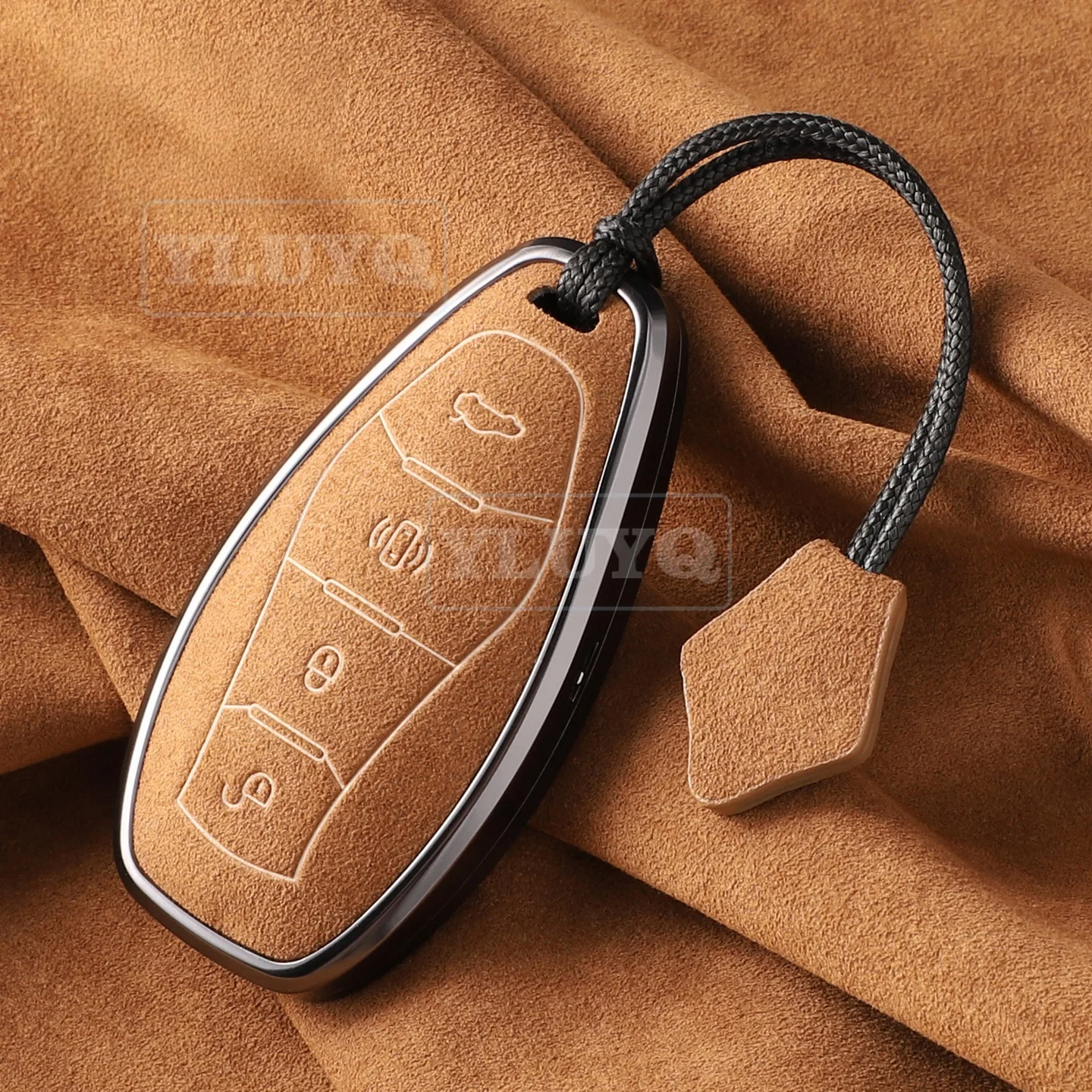 

For Hongqi H5 H6 H9 HS5 HS7 HS3 EH7 Tiangong 08 Car Key Case Leather Key Cover Protective Case Decorative Buckle Accessory