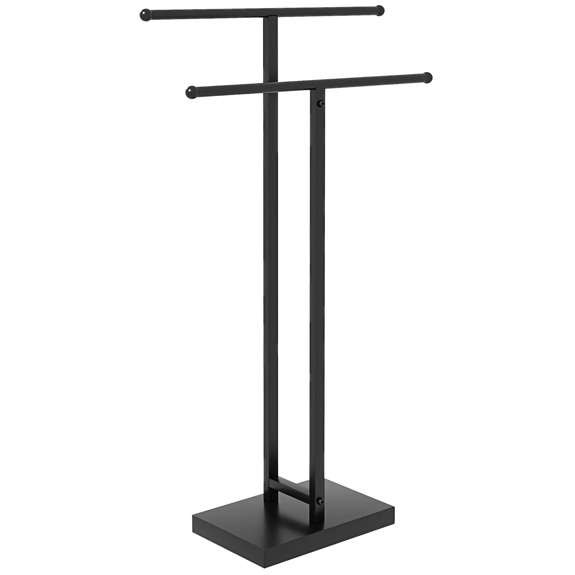 Portasciugamani HOMCOM su supporto per asciugamani a 2 livelli, portasciugamani in metallo per bagno, Sun. 50l x 18,5P x 85H cm, Nero