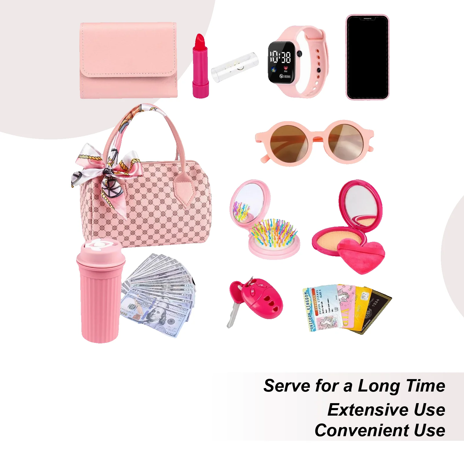 Toddler Play Purse For Kids Pretend Play Toddler Purse Girls Princess Dress-Up Role Playing Games For Young Children Aged 3-6