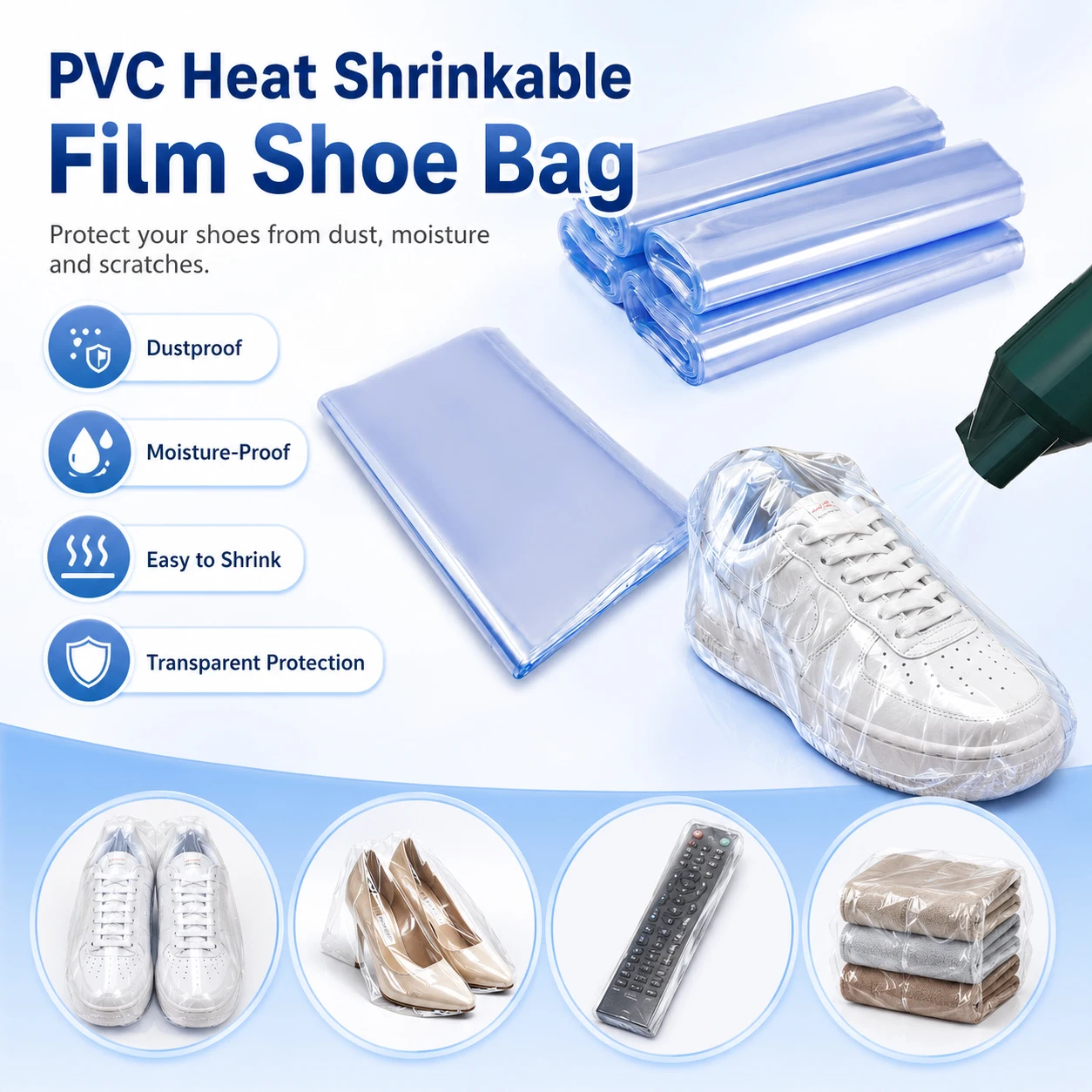 25–50 Stück PVC-Schrumpffolienbeutel, transparente, flach geschlossene Siegelbeutel für DIY-Verpackungen, wasserdichte Aufbewahrungsbeutel