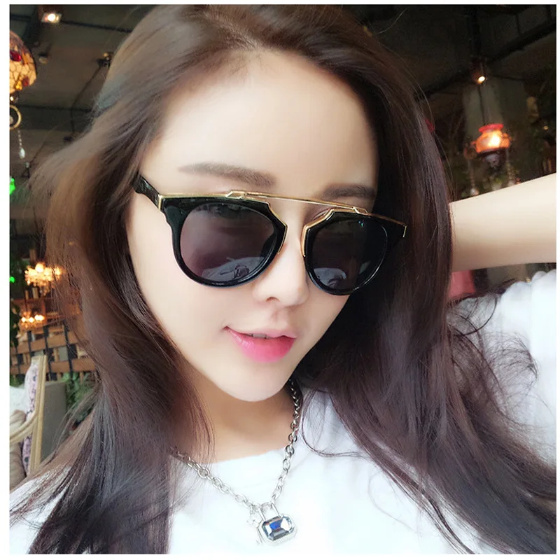 Vintage Women Sunglasses Luxury Brand Designer Mirror Round Sun Glasses Female Vintage Eyewear Oversized UV400 Oculos De Sol