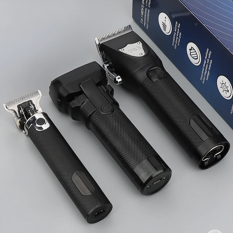 Hair clipper 3 knife net razor set digital display electric clipper high-power hair clipper